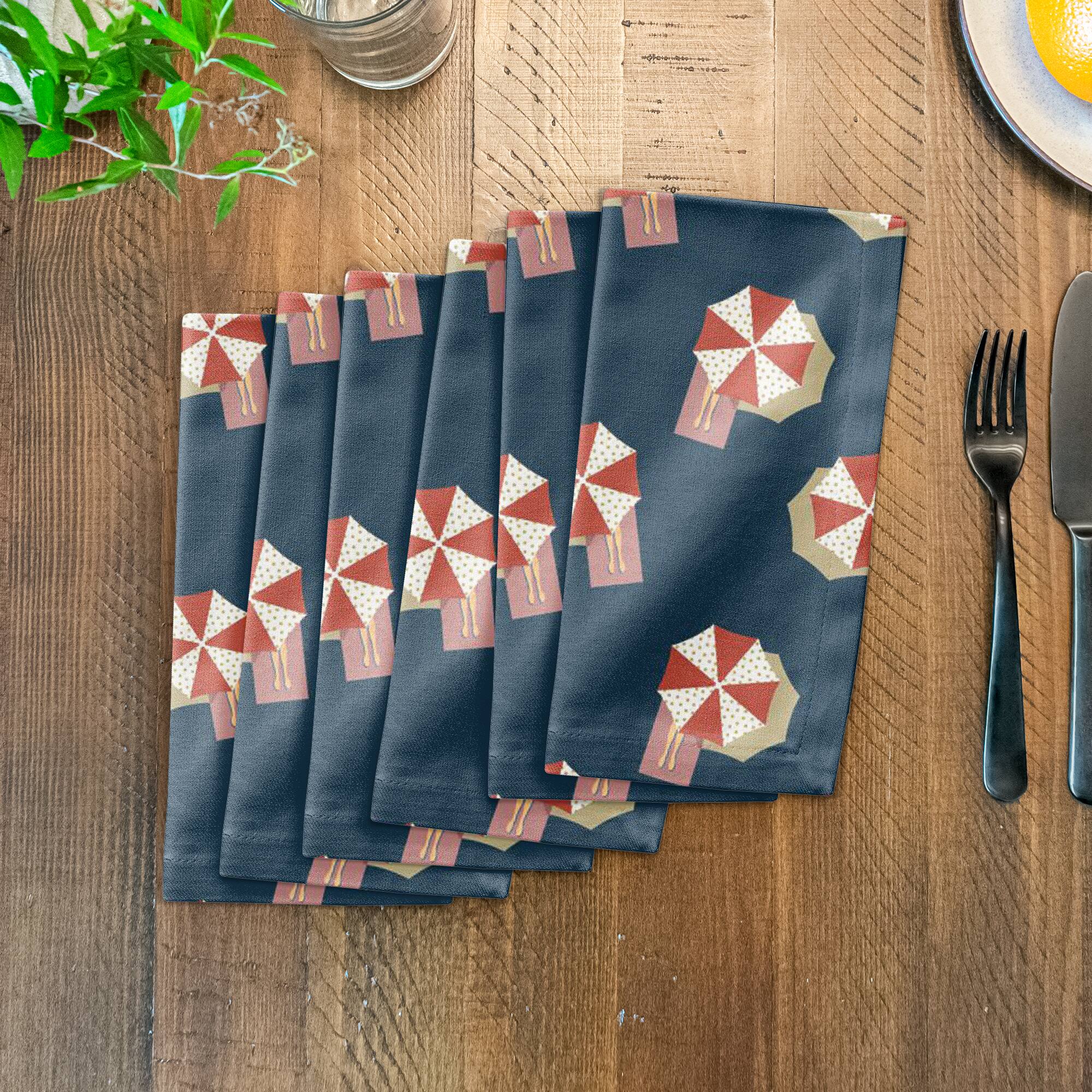 Umbrella Print Cotton Twill Napkin